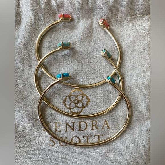 Kendra Scott Gold Cuff Bracelet with color pearl stones - Picture 2 of 7